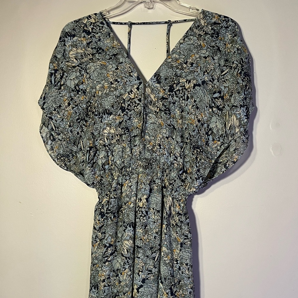 Maje Blue Floral Design Maxi Style Dress Size 40 (10 US)